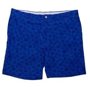 PETER MILLAR Carrboro Fan Palm Twill Performance Shorts Blue ~ 40